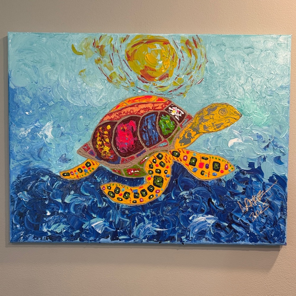 Colorful Sea Turtle Canvas Art